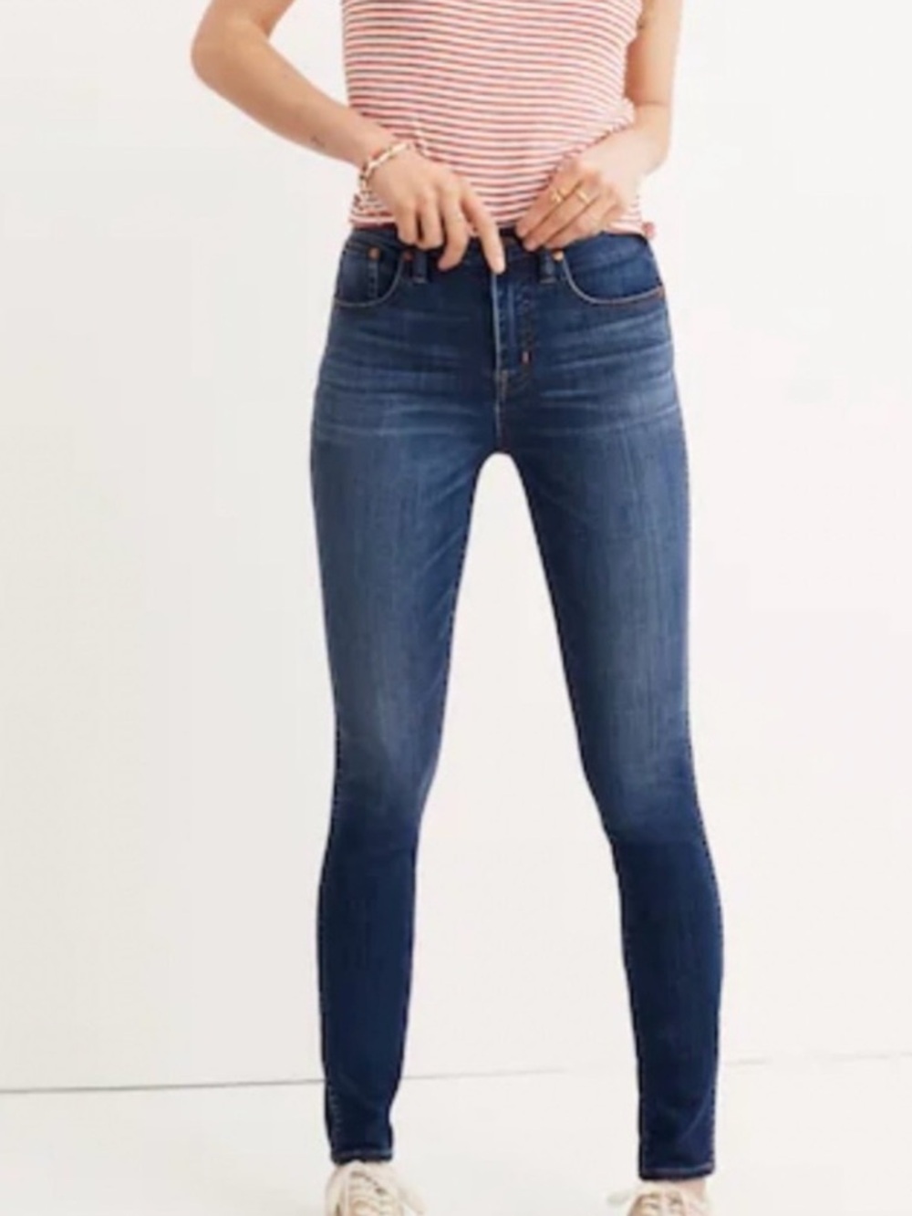 Madewell 10” High-Rise Skinny Jeans in Medium-Dark Blue Wash